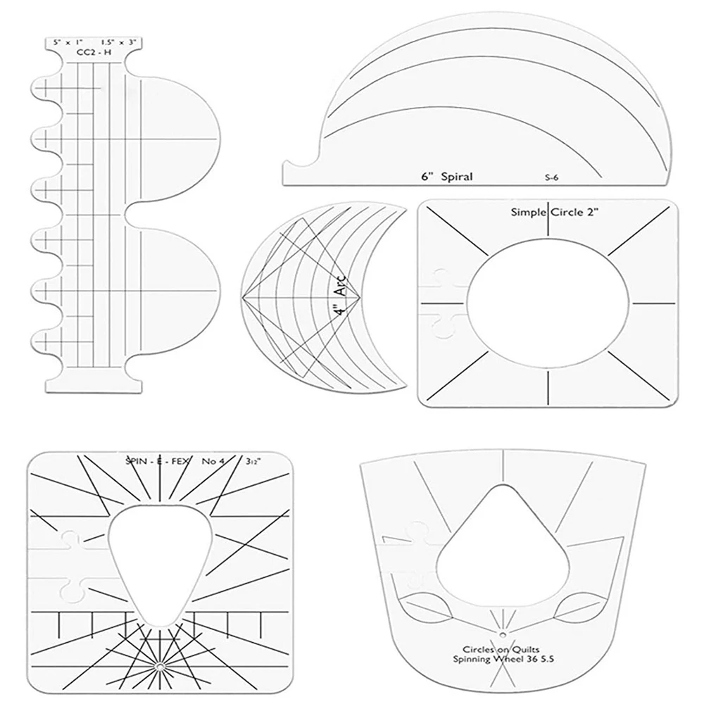 6Pcs Patchwork Ruler Quilting Tools Templates Set DIY Acrylic Sewing Ruler Quilter Ruler Sewing Stencil Tool Patchwork Tools