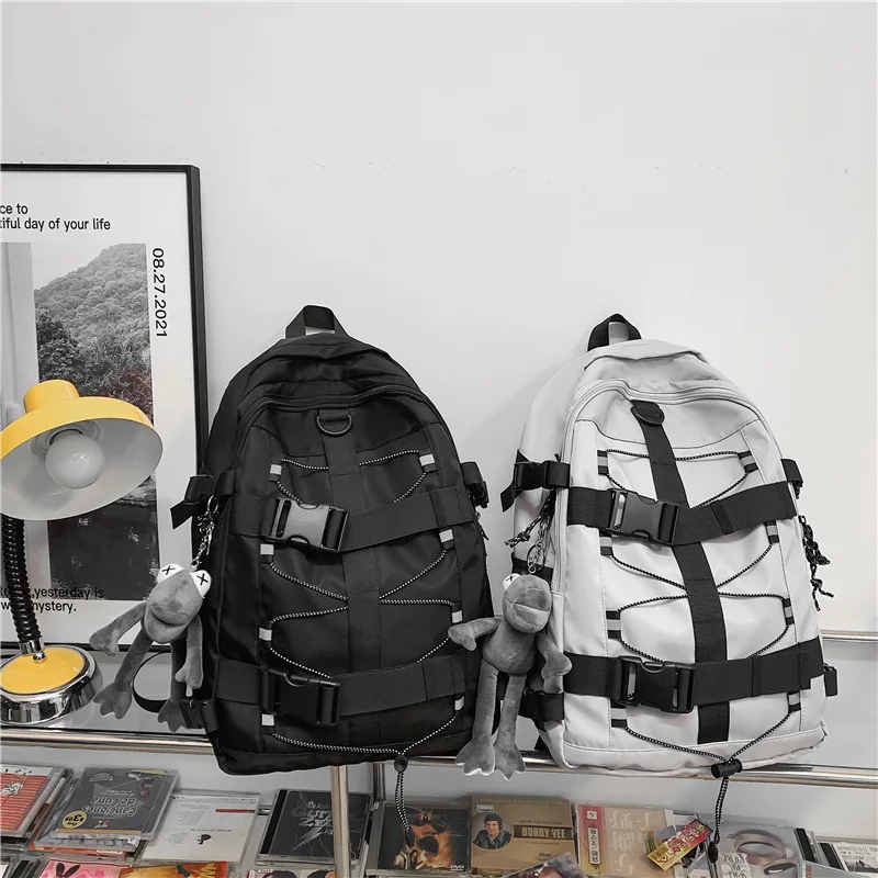 Backpack Skateboard Bag Men Women Trendy Cool Reflective Stripe Backpack Student Schoolbag Personalized Large Capacity Backpack - Image 4