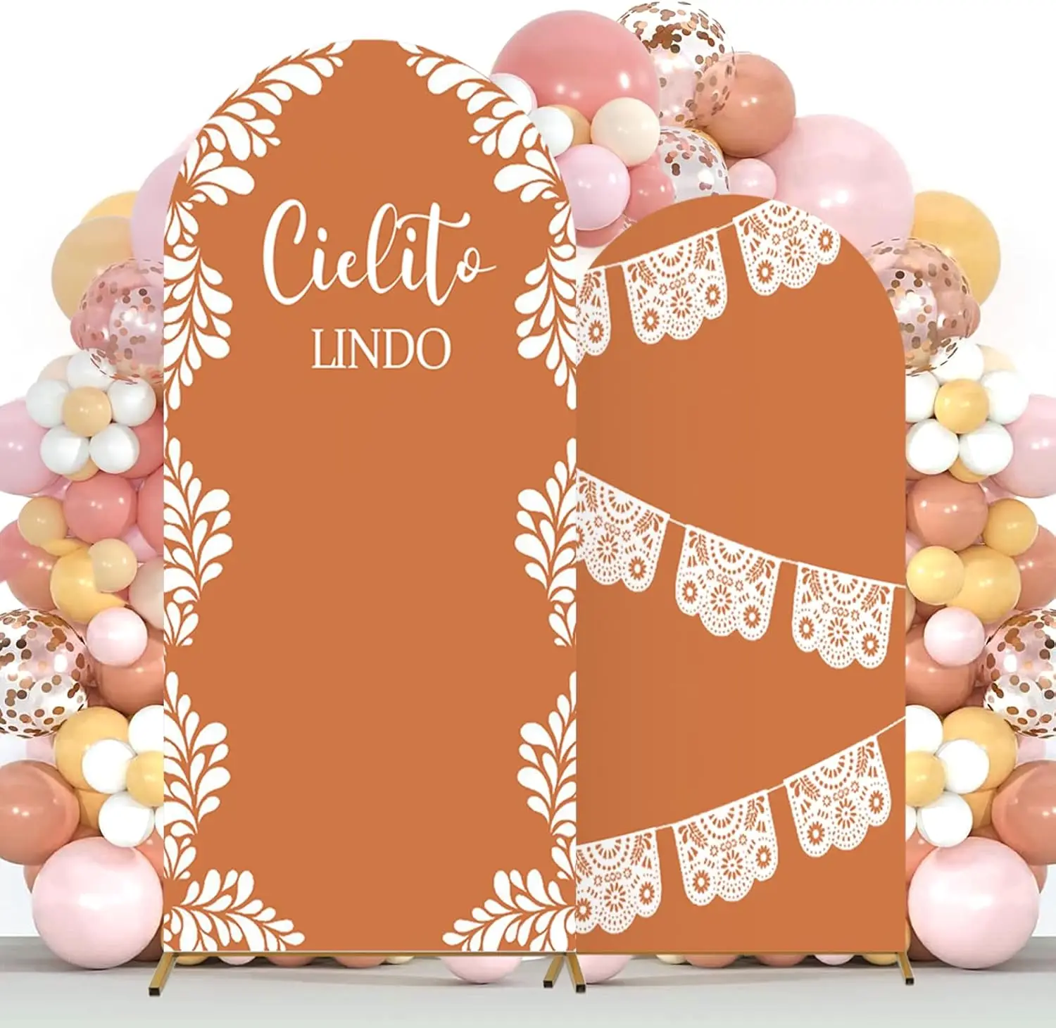

LS Custom 2-Sided Solid Orange Cielito Lindo Wedding Kids Birthday Party Baby Shower Covers Chiara Arch Decor Backdrop Photo