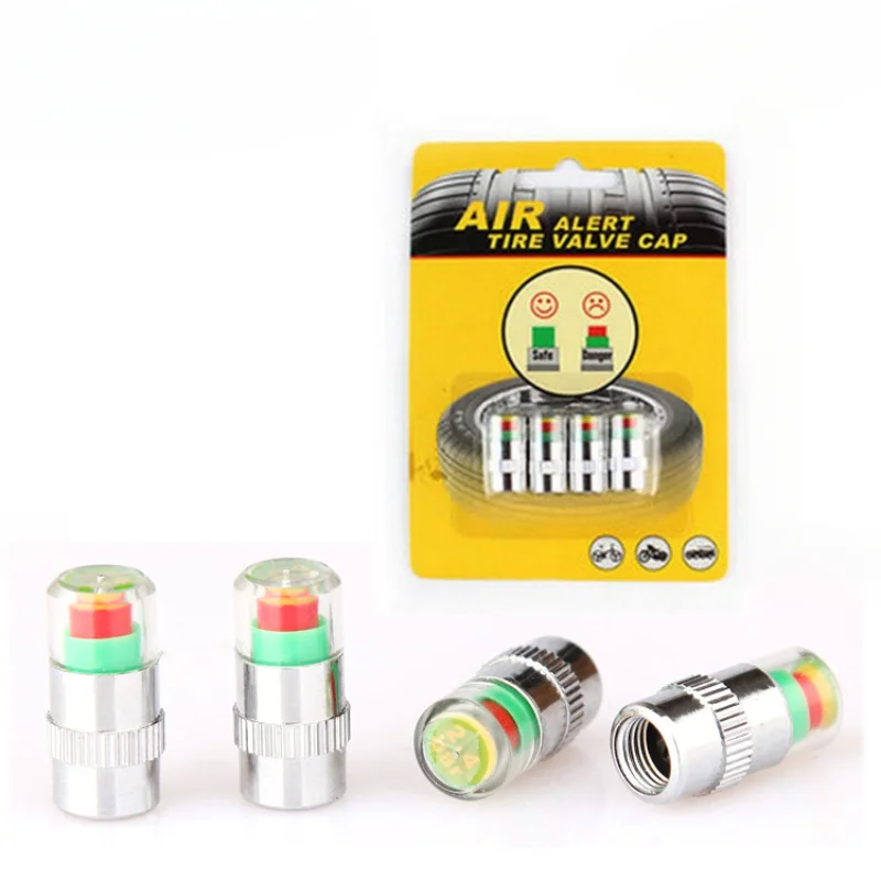 4pcs Car Tire Pressure Indicator Tire Pressure Gauge Indicator Alert Monitoring Valve Cap Sensor External Valve Detection