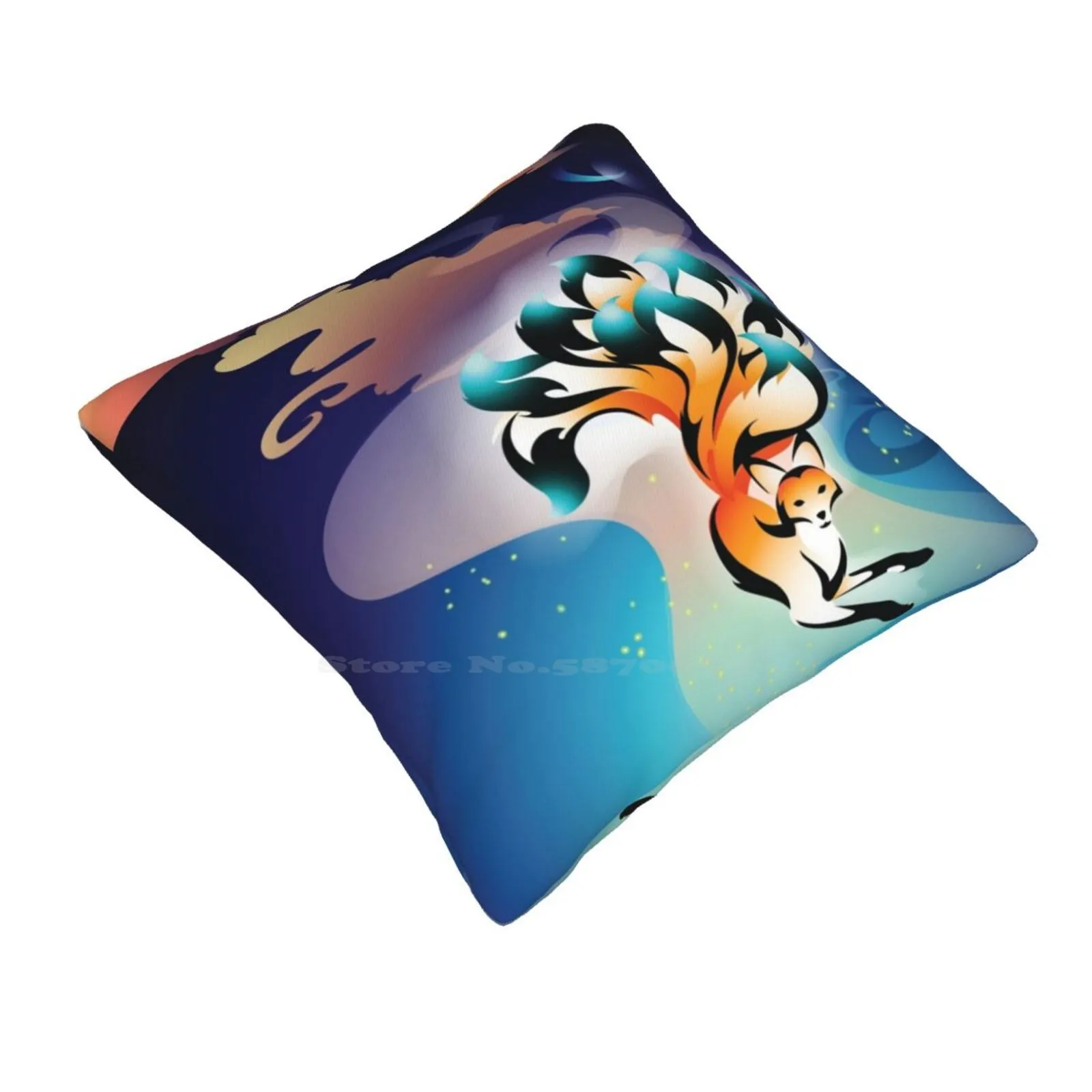 Tenko Pillowslip Pillowcase Foxes Kyuubi Japanese Heaven Rhpotter Tribal Fireflies Clouds