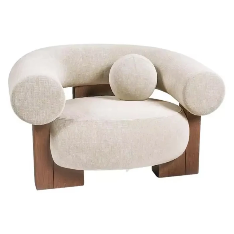 

Modern Luxury Grey Wood Fabric Living Room Chair Leisure Chair