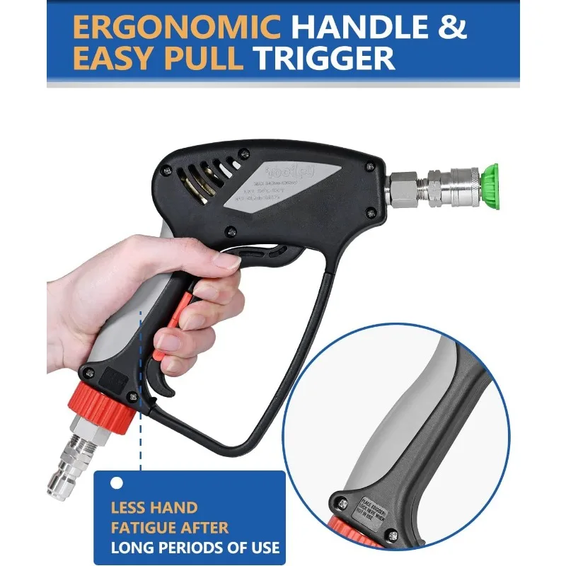 Imagem -04 - Arma Curta Lavadora de Pressão Inoxidável Giratório e qc 304 Aço Inoxidável in Plug in Quick Connect Grau Comercial