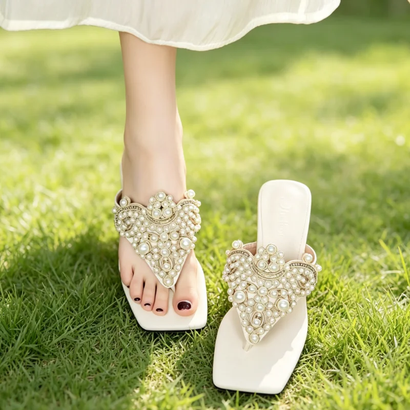 صنادل نسائية أنيقة مزينة باللؤ - مراجعة Summer Clothing Korea وسعره