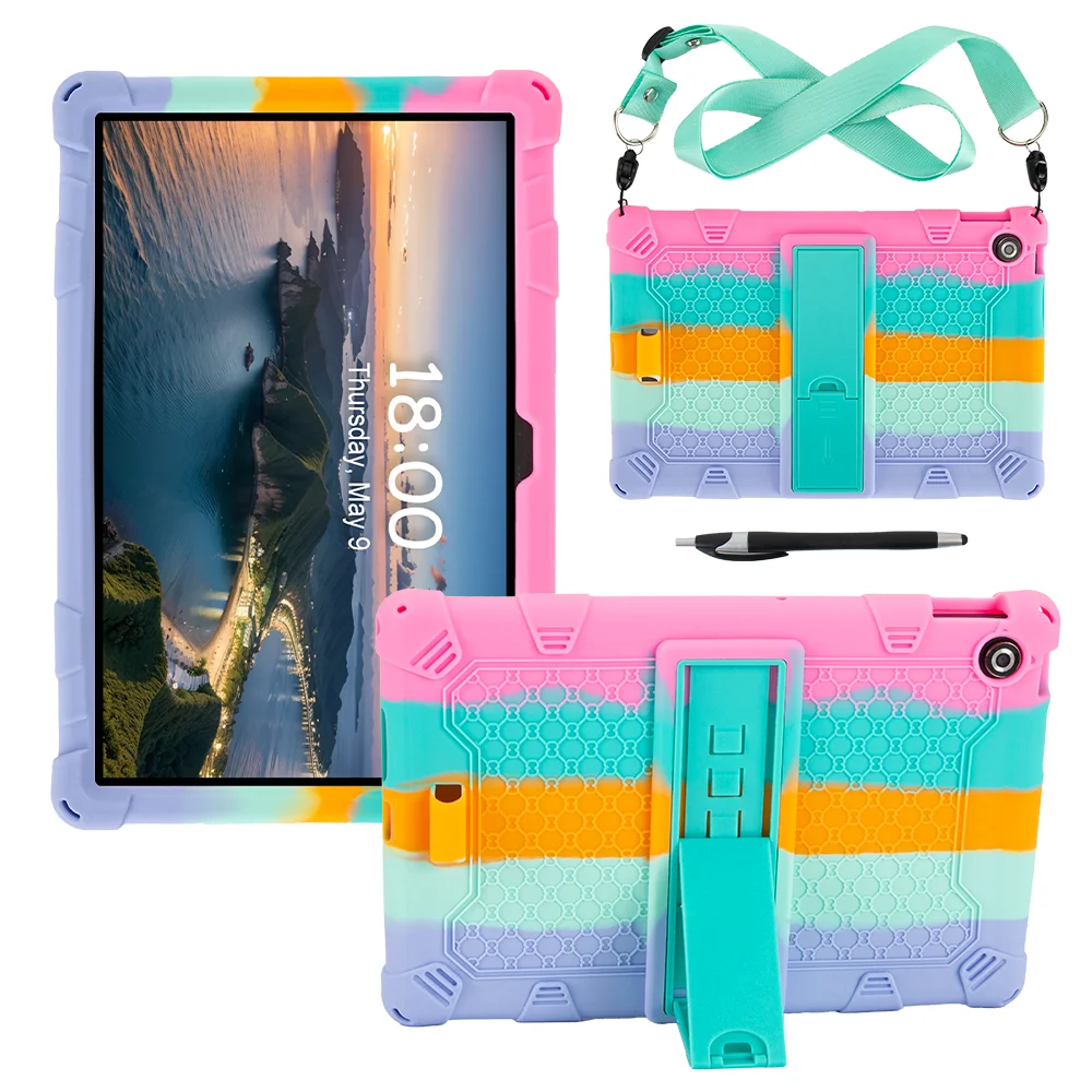 

Adjustable Stand Case Universal For Lenovo Tab 10.1 2025 TB311XU K10C TB311FU 10.1" Soft Silicone Kids Case With Shoulder Strap