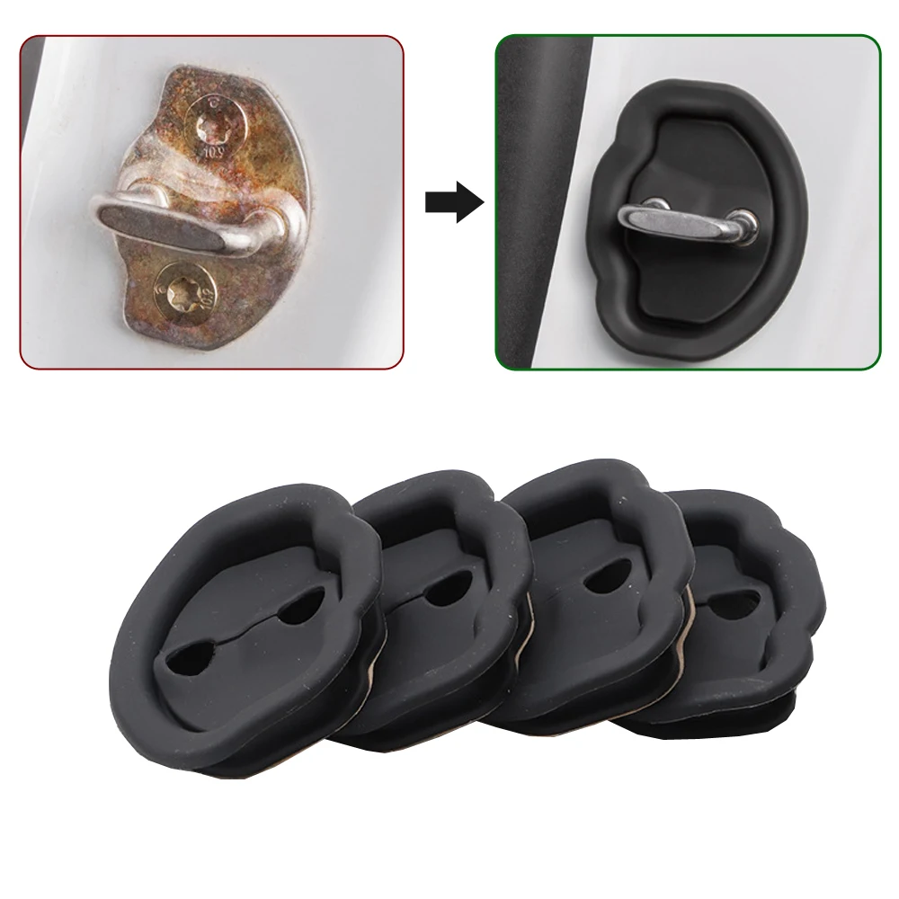 

4pcs/1set Car Door Silicone Damping Cushion Auto Door Lock Buckle Anti-collision Protective Cover for Tesla Model 3 Model Y