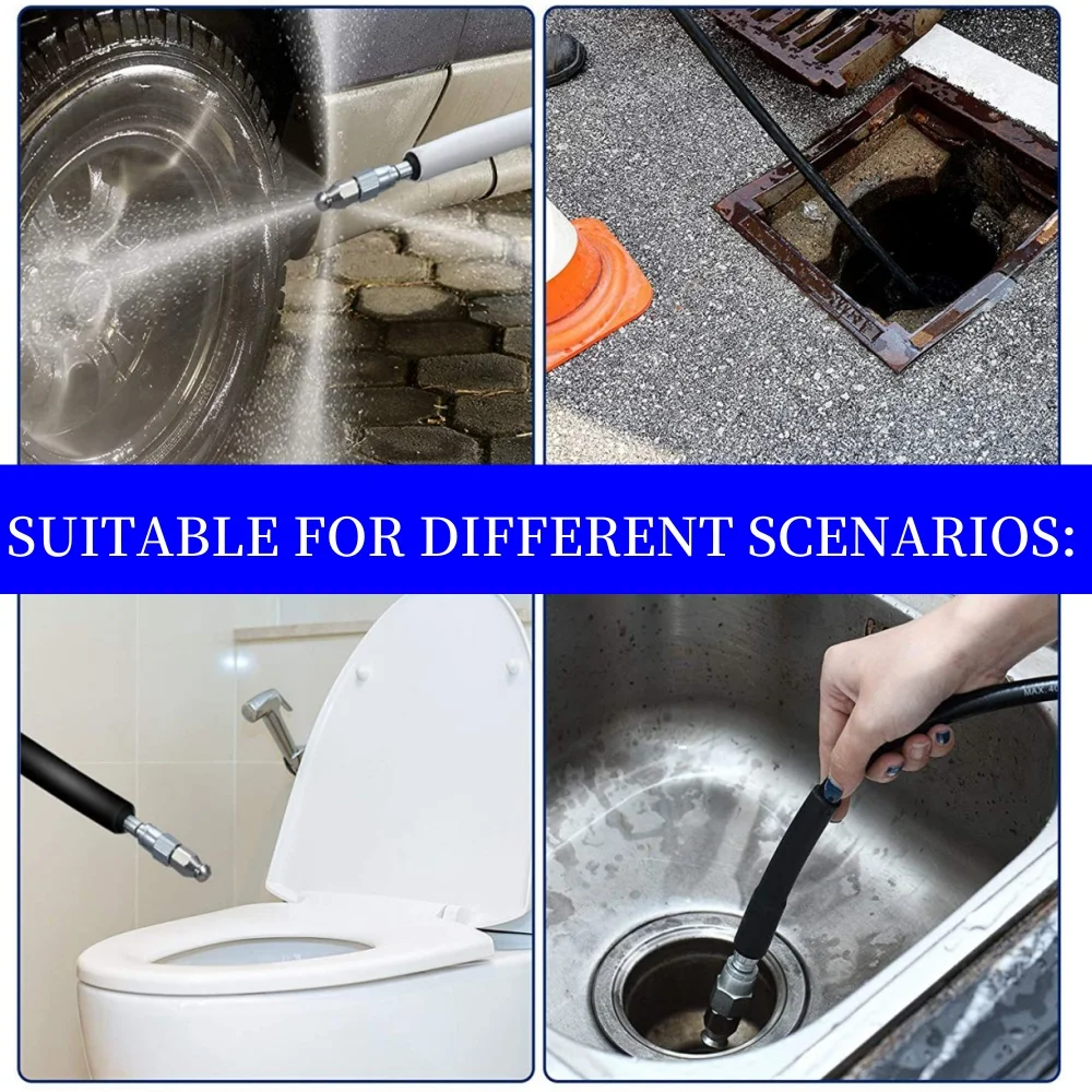 Sewer Drainage Cleaning Hose, Water Cleaning Hose Pipeline Cleaner, High-Pressure Cleaning Nozzle, For Karcher K2K3K4K5K6K7.