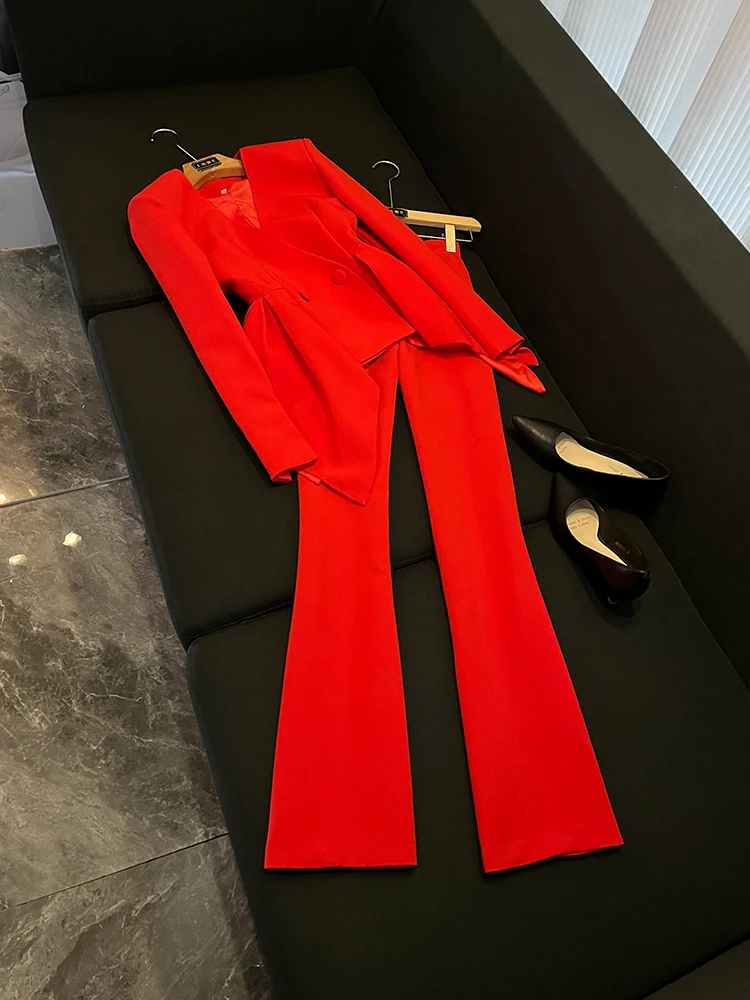 

Ele Ladylike New Sle Jaet Топ Микро Расклешенные Длинные Брюки Комплект Облегающая Юбка Воротник-стойка Пуговицы A483 Женский Костюм