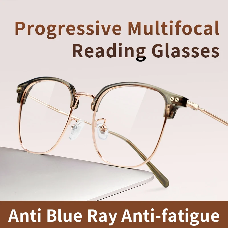 Progressive Multifocal Reading Glasses for Women Blue Light Blocking Presbyopia Eyeglasses Near Far Sight Spectacles