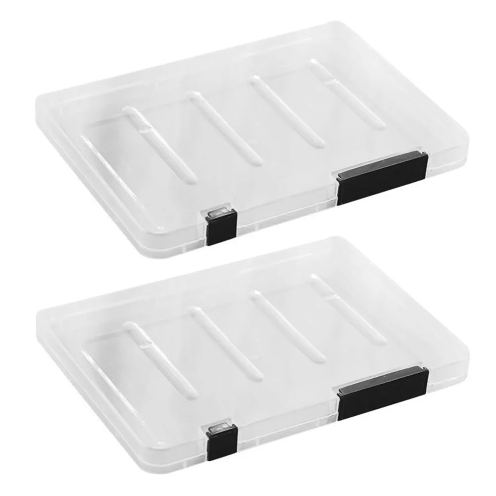 

2Pcs Portable File Box Plastic Document Organizer Lightweight Folder Organizer for Office Study Magazine Storage