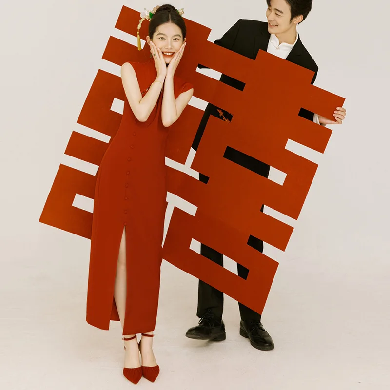 Cheongsam Toast Dress Retro Wedding Dress For Brides Small Split Slimming And Slimming Improved Cheongsam  Customized