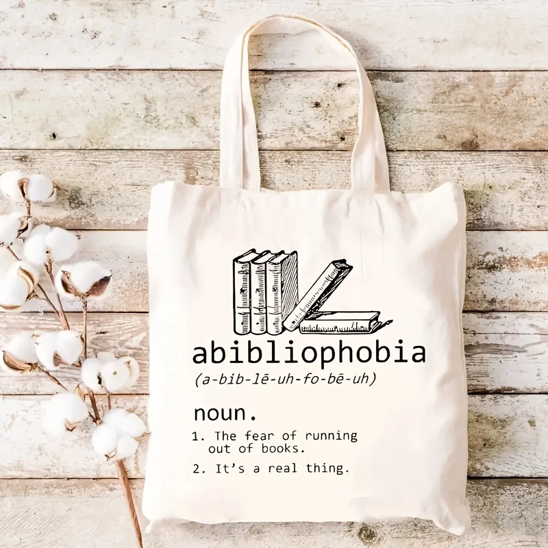 1pc Book Lover Funny Slogan Printed Tote Bag, Shopping Bag, 