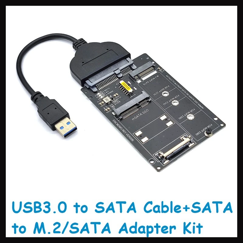 Top-NGFF+MSATA To SATA3.0 Adapter Card+USB To SATA Cable M2 KEY B-M SSD To 6G Interface Conversion Card