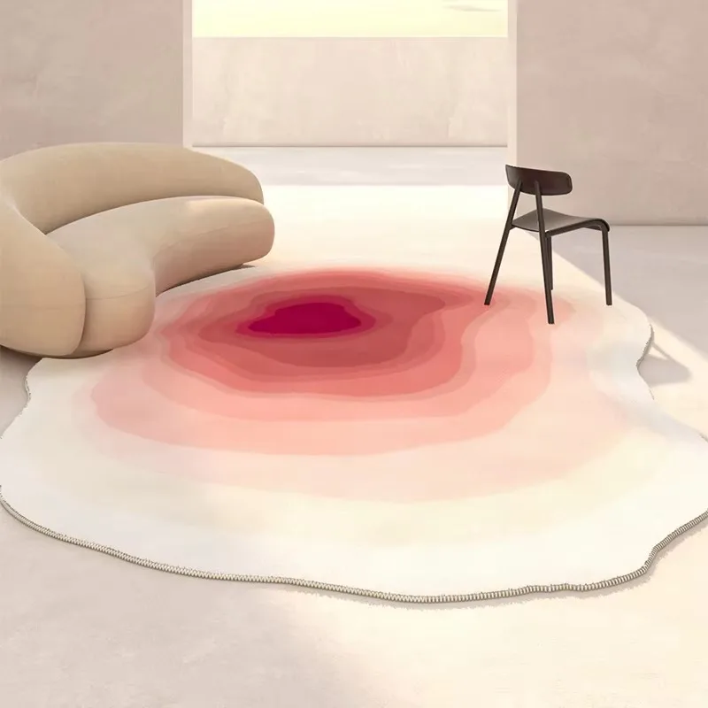 VIKAMA Gradient-Dye Irregular Rug: Noise-Reducing, Machine-Washable Home Decor for the Living Room, Sofa Area, and Home Office