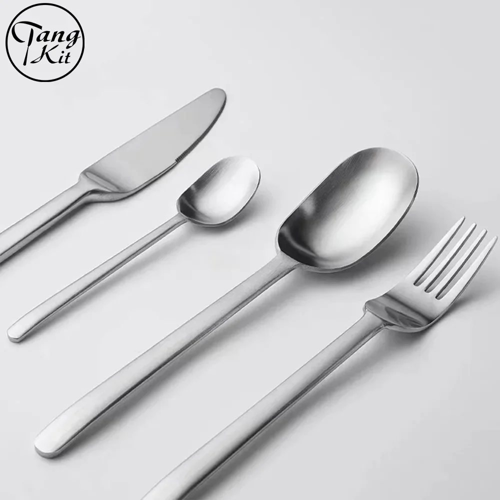 Thickened High-End American Style Stainless Steel Cutlery Set Dessert Spoon Tableware Knife Fork Spoon Home Use Suitable