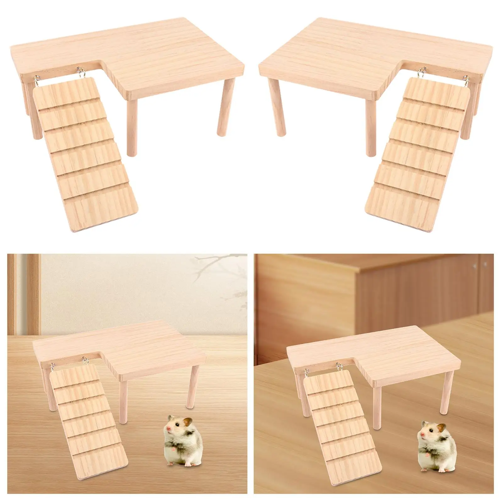 

Wooden Hamster platforms Pet Staircase with Ladder Hamster Table Small Pet