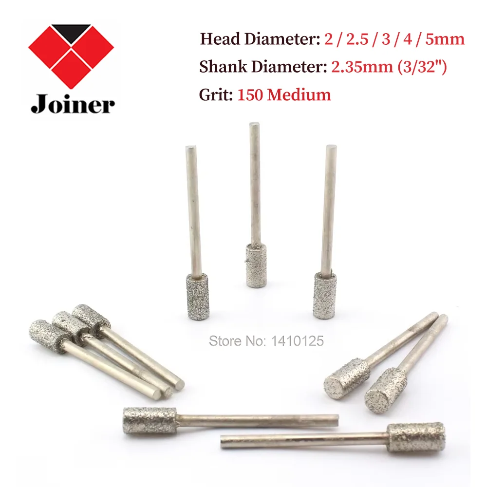 

30Pcs 2 2.5 3 4 5 mm Diamond coated Cylindrical Grinding Mounted Point Bits Burrs Jewelry Gems Glass Tile Ceramic Marble Granite