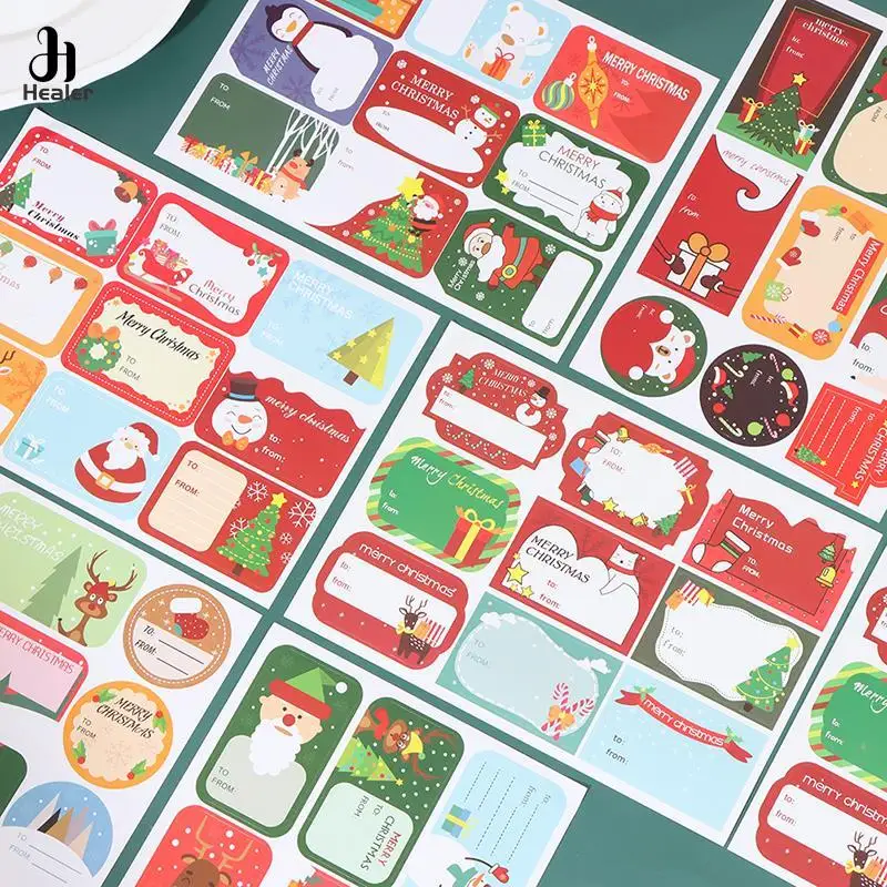108Pcs/12Sheets Christmas Stickers Packaging Sealing Labels Baking Gift Decor