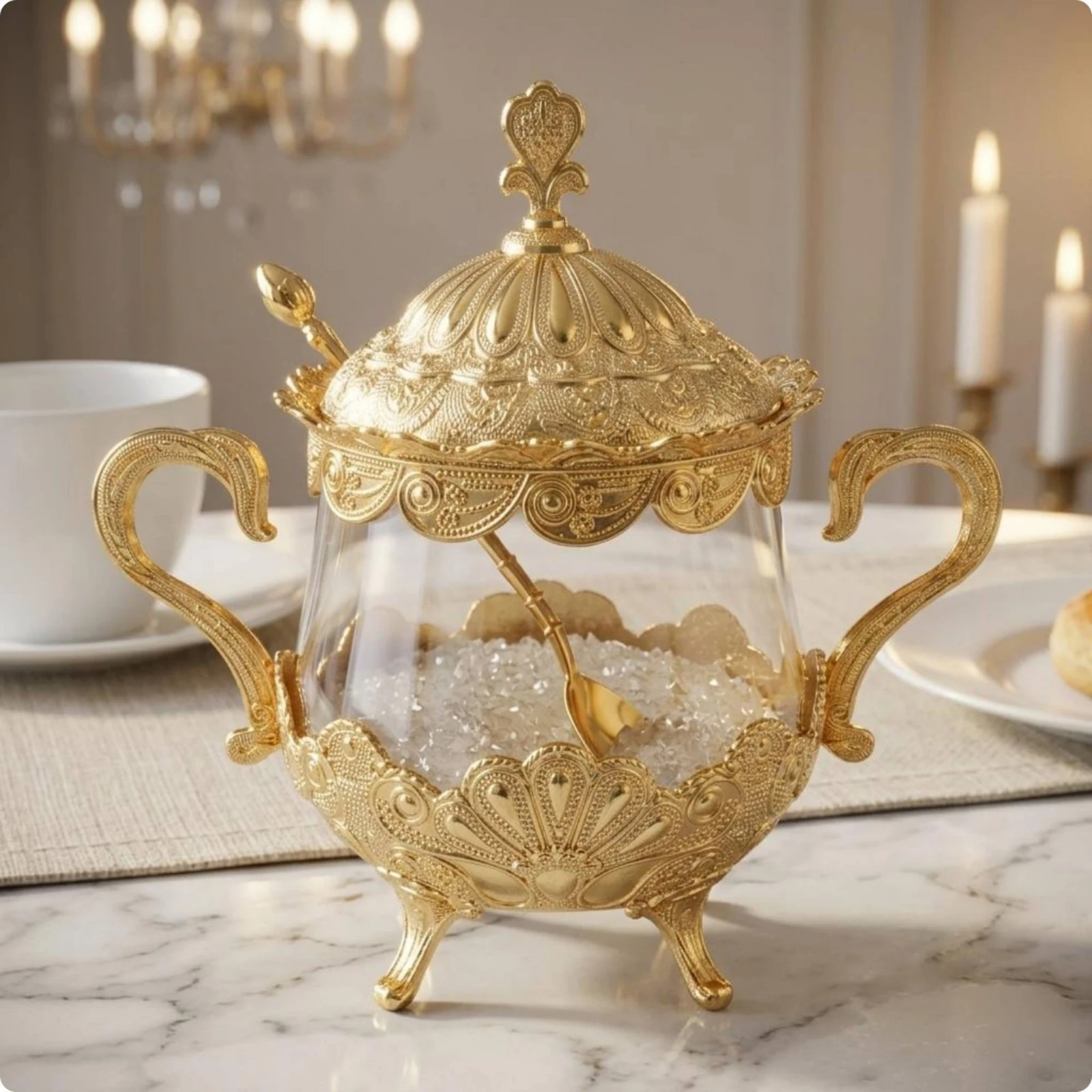 

Ornate Sugar Bowl Peacock Pattern Sugar Pot Tableware Stain Resistant Kitchenware Dishwasher Safe for Restaurant, Kitchen