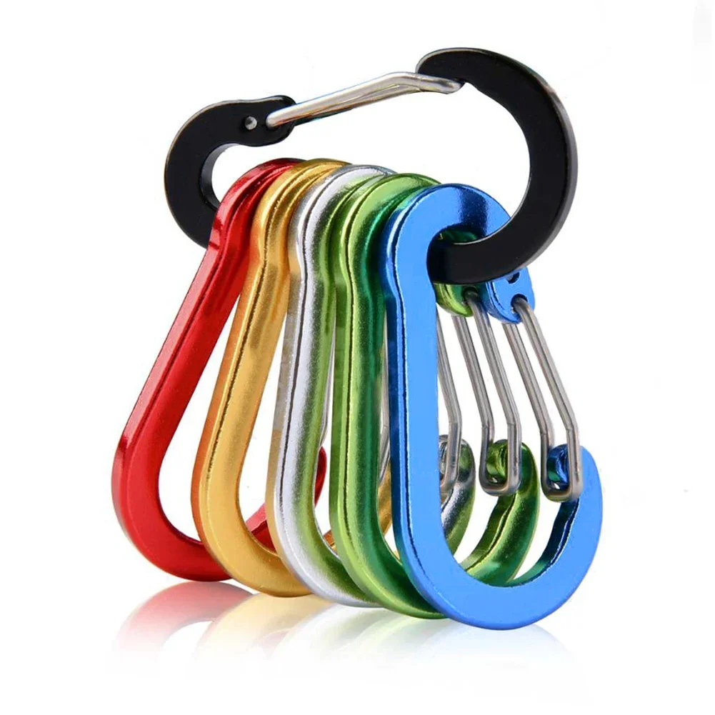 6Pcs Camping Mountaineering Buckle D Shape Small Carabiner Clips Multifunctional Fishing Climbing Acessories