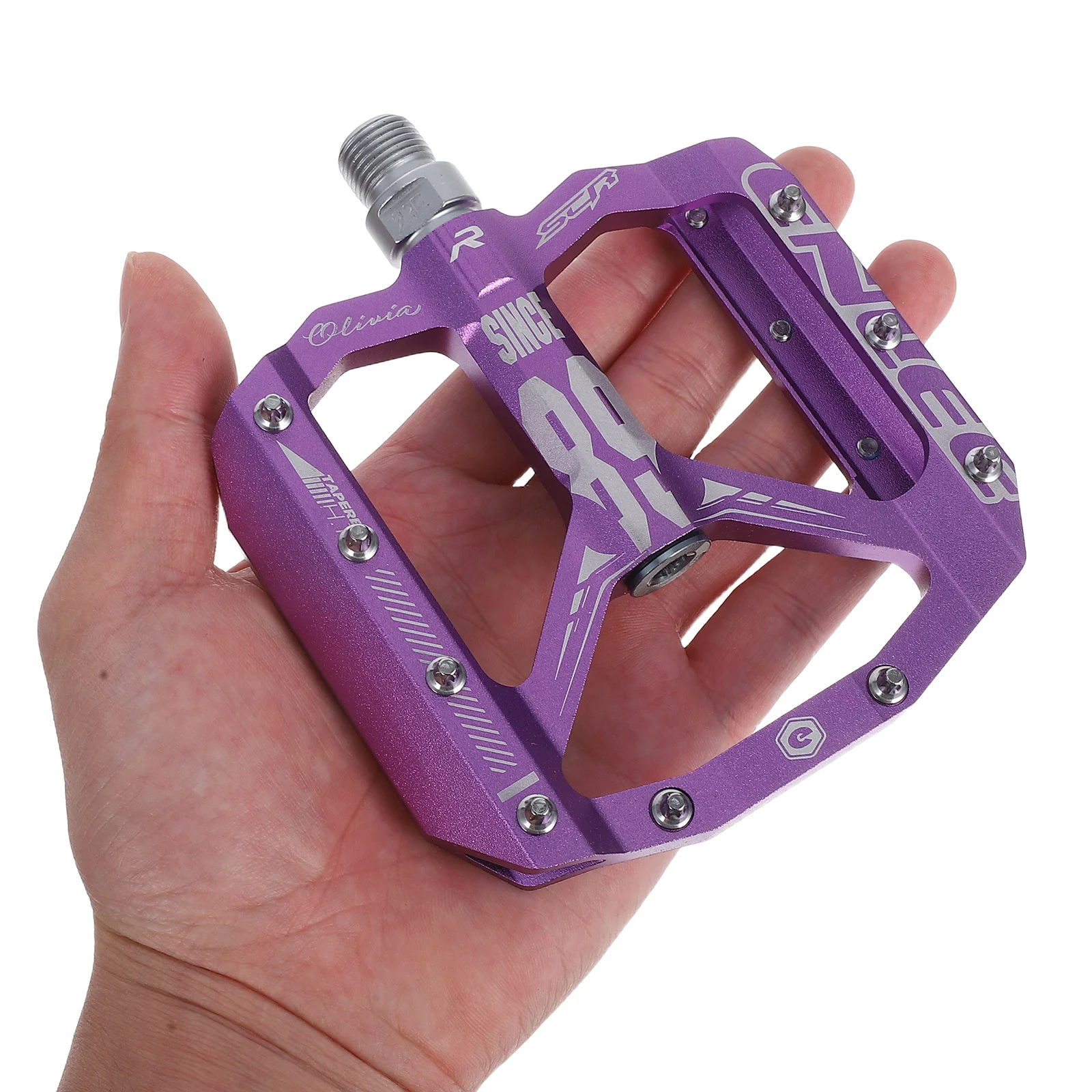 1 Pair Universal Mountain Bike Pedal Purple Non-Slip Metal Platform Flat Pedal For Road Cycling Long Ride Comfort Triple