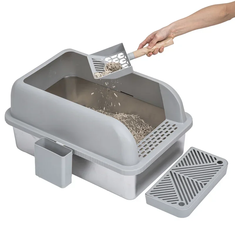 Label Large Space Stainless Steel Cat XL Litter Box Large Toilet Splash-proof Bedpan