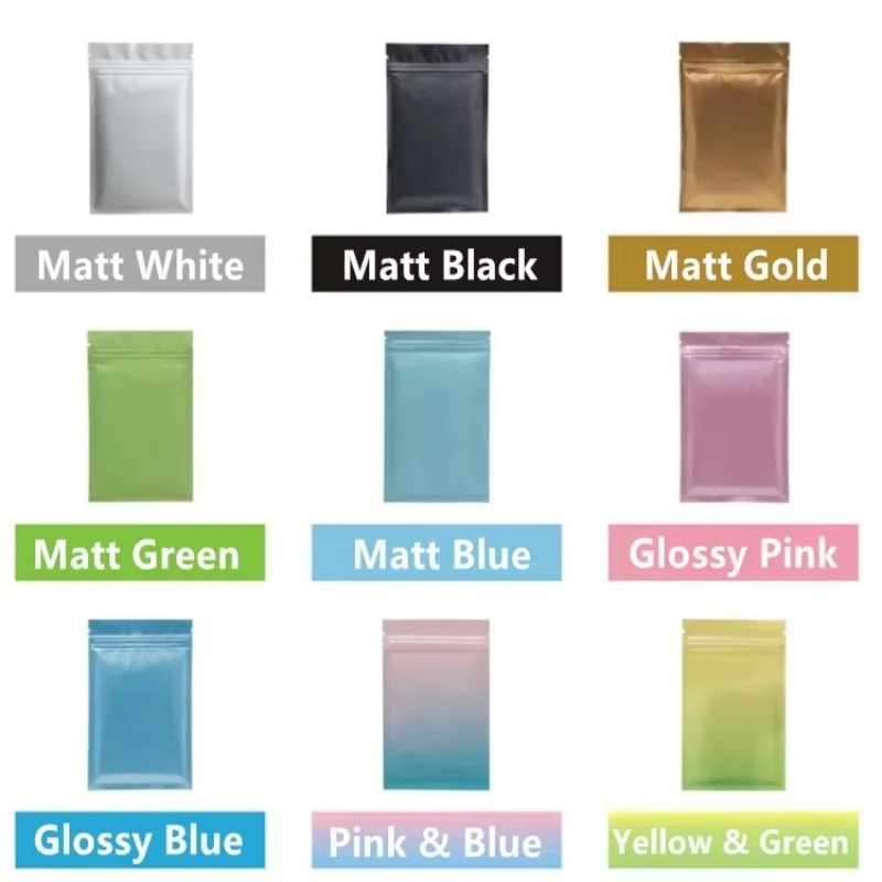 

200PCS Aluminum Foil Ziplock Packaging Bag DIY Flat Powder Sanck Jewelry Coffee Candy Chocolate Food Beaf Gifts Storage Pouches