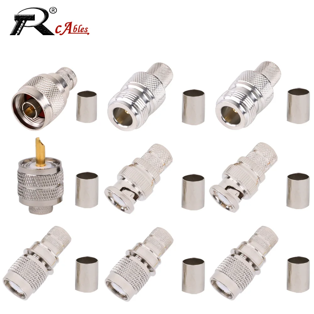 12PCS RF Coaxial Connector N SO239 UHF Female and N PL259 UHF BNC TNC Male Crimp For 50-7 LMR400 Cable 50Ohm RF Coaxial  Adapter