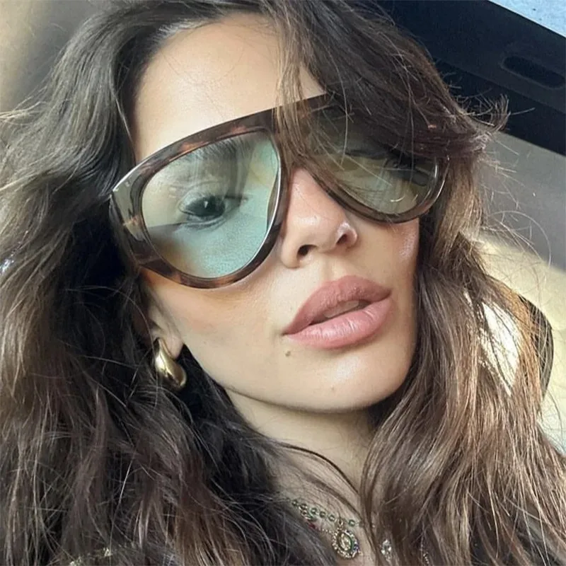 Retro Luxury Oversized Oval Sunglasses Women New Fashion Vintage Large Frame Sun Glasses Men Black Shadow Female image 3