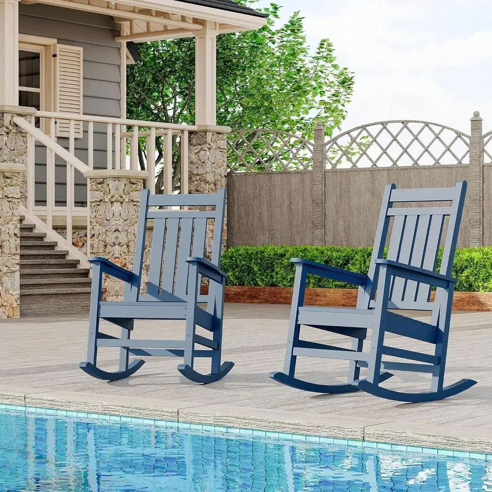 

Home Garden HDPE Oversized Rocking Chairs For Outside, All Weather Resistant Poly Plastic Rocker, High Back Porch Rocker Chair,