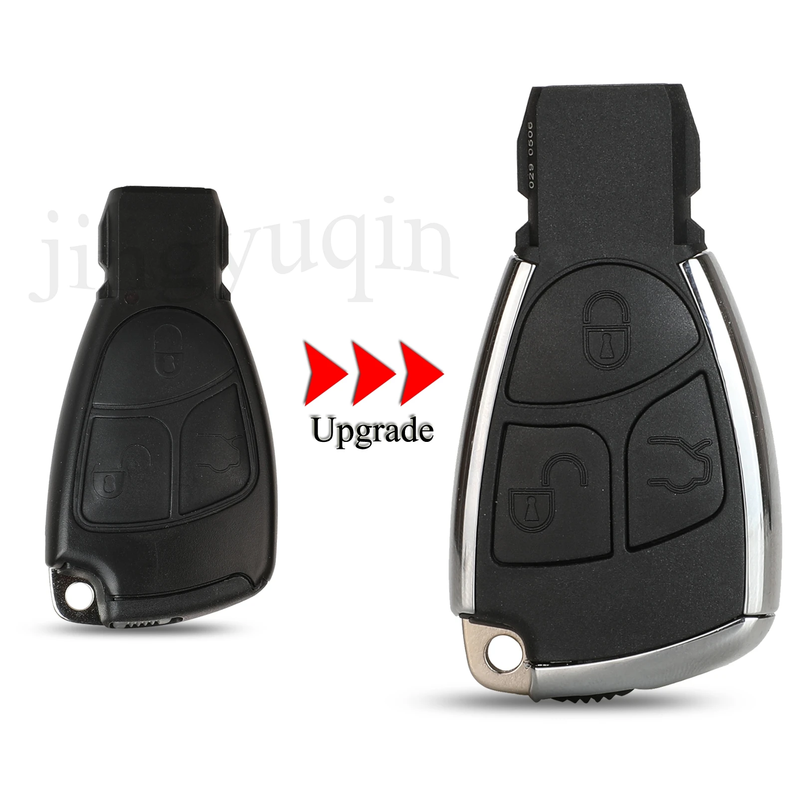 

jingyuqin Upgrade Car Key Shell For Mercedes Benz B C E ML S CLK CL Chrome Style 3Buttons Remote Key Case Cover