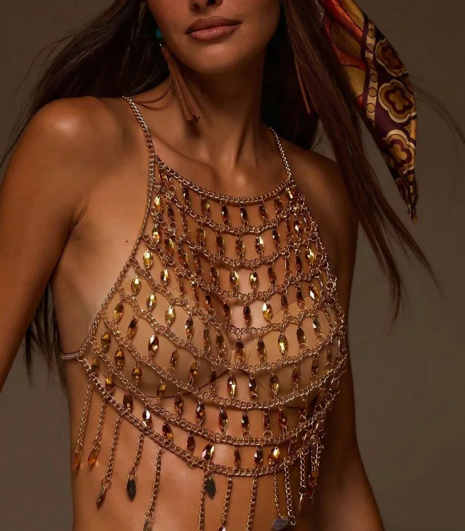 Damen-Outfit-Set, 2-teilig, mit ausgeschnittenem Oberteil und Wickelrock, Einheitsgröße, Strand, Festival, Party, Damenmode, Bekleidungssets – Detail 3