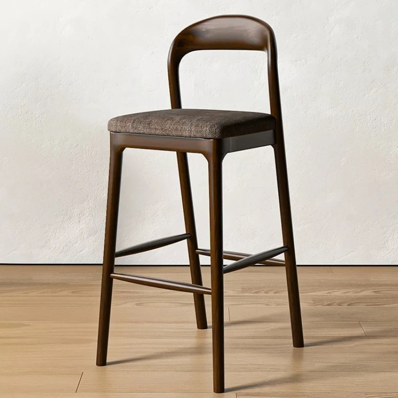 Silla de Bar Moderna Nórdica de Madera Maciza, Silla Alta de Barra de Lujo y Confortable, Silla de Bar para Interiores, Chaise De Bar, Muebles Nórdicos para Cocina