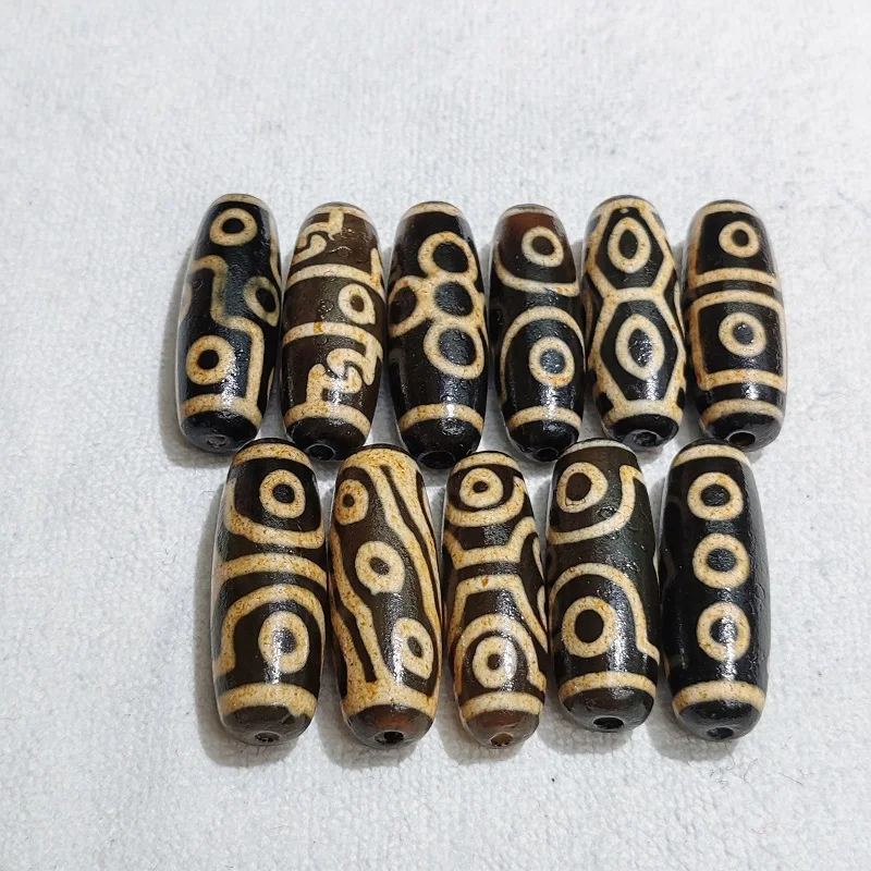 

Xizang Agate Dzi Horseshoe Weathering 3 Eyes 9 Eyes Multi Totem Sky Bead Necklace Pendant DIY Accessories