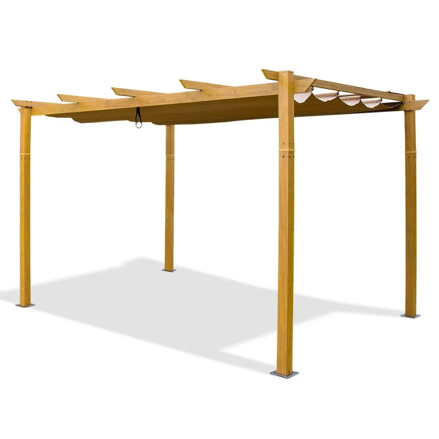 

Outdoor Retractable Pergola with WeatherResistant Sun Shade Canopy Aluminum Pergola Gazebo for BBQ Party Wedding Patio Backyard