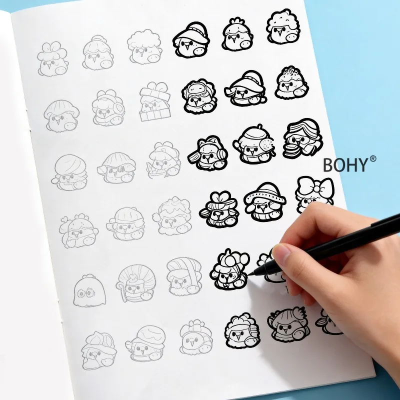 An Adult Decompression Coloring Drawing Album, Include Delicate Illustrations of Theme Lines Such As Animals/cakes/small Monster