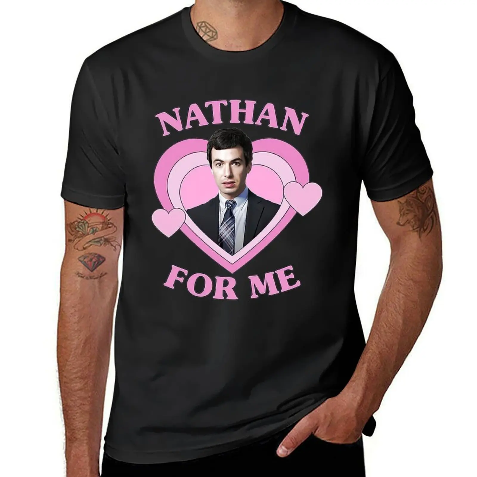 Nathan Fielder For Me Pink Heart T-Shirt aesthetic clothes Short sleeve tee summer top for a boy mens champion t shirts