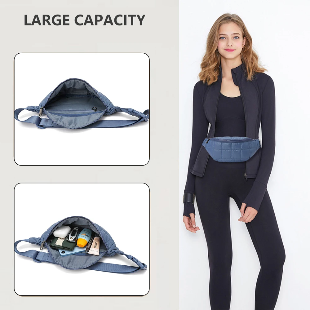 

Новая осенне-зимняя пуховая сумка в ромбовидной клетку, нагрудная поясная сумка, повседневная сумка через плечо, однотонная поясная сумка с пышной талией