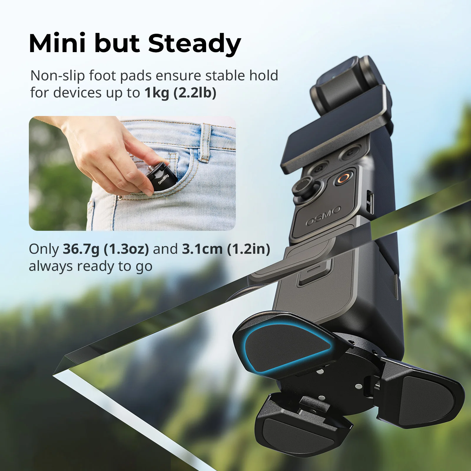 SmallRig Mini Statyw z Szybkim Montażem do DJI Osmo Pocket 4/3, Automatyczne Rozkładanie, Magnetyczne Mocowanie do DJI Osmo Pocket 4 Pro 6083 — zdjęcie produktu 5