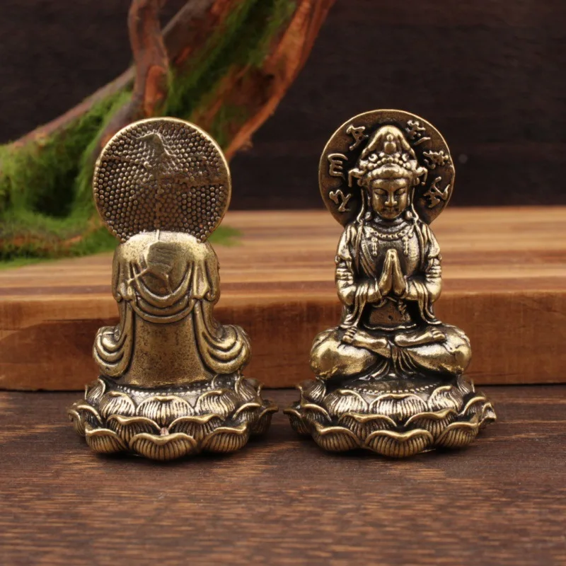 1/2Pcs China Guanyin Ornament Guanyin Brass Mini Buddha Ornament Extinction Small Ornament
