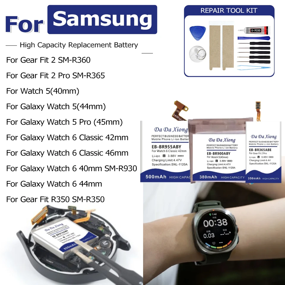 SM-R350 EB-BR900ABY EB-BR965ABY New Battery For Samsung Galaxy Gear Watch Fit 2 2Pro 5 5Pro 6 6Classic R350 40/42/44/45/46mm