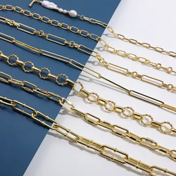 Vintage Geometric Paper clip Connected Link Chains Necklaces for Women Gothic Punk Gold Plated Chunky Thick Chokers Necklace