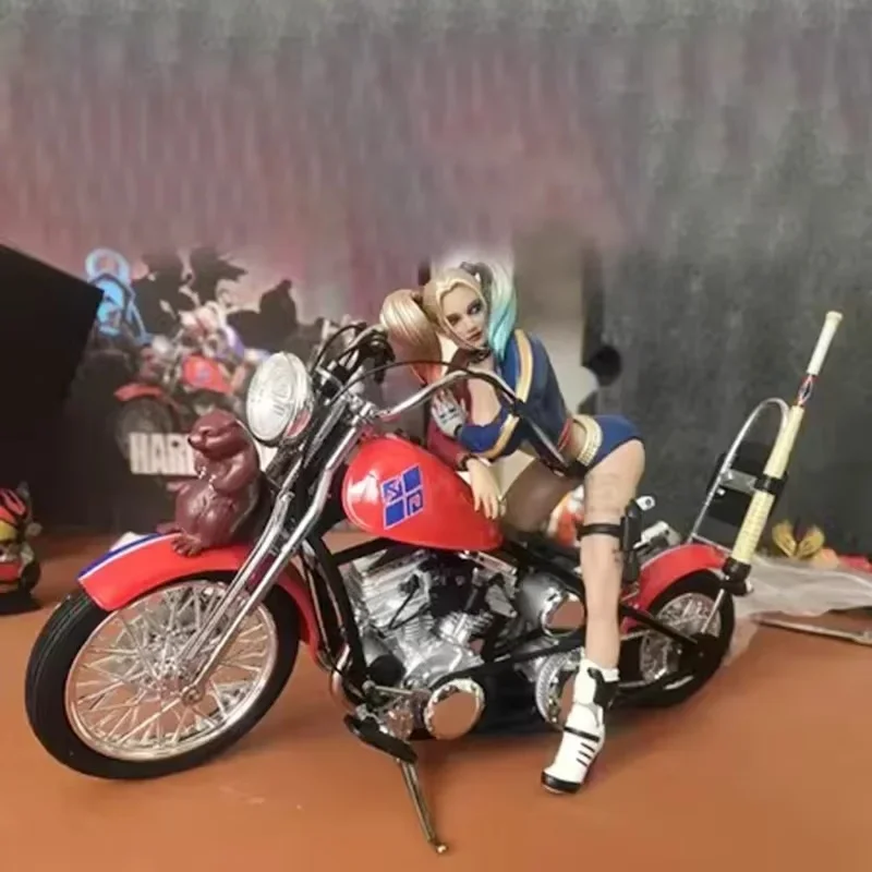 Hottoys Harley Quinn Alloy Motorcycle Scene Suit Anime Action Figures Model Trendy Toys Decoration Halloween Gift Genuine