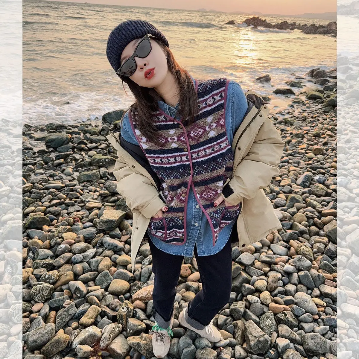 

Жилеты Жилеты Тонкий женский жилет со стразами Весенний вязаный многоуровневый драпированный лентой с рюшами Fairycore Многослойный нежный легкий вес