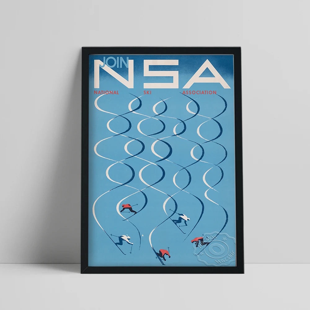 National Ski Association Vintage Advertising Print Art Poster Abstract Minimalist Canvas Painting Skiing Wall Stickers Decor