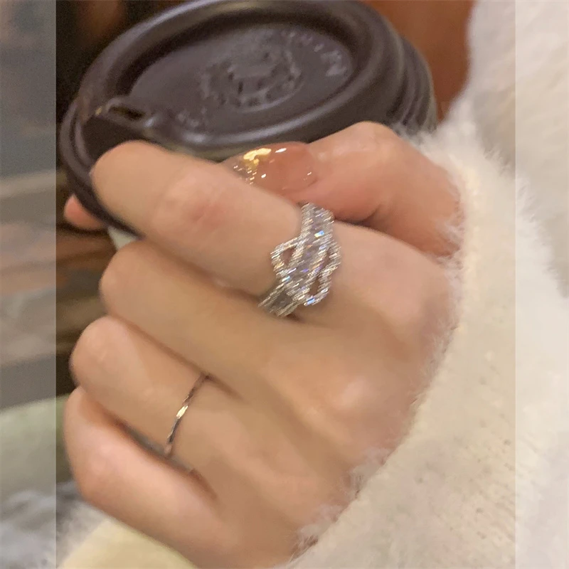 

*Love Zircon Adjustable Open Ring for Women, Unique and High end, Light Luxury and Elegant Style Ring