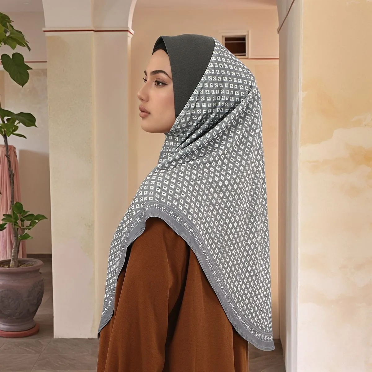 Fashion Shiny Diamond Instant Hijab Full Cover Head Women Soft Chiffon Amira Scarf Islam Female Ramadan Headscarf Printed Turban