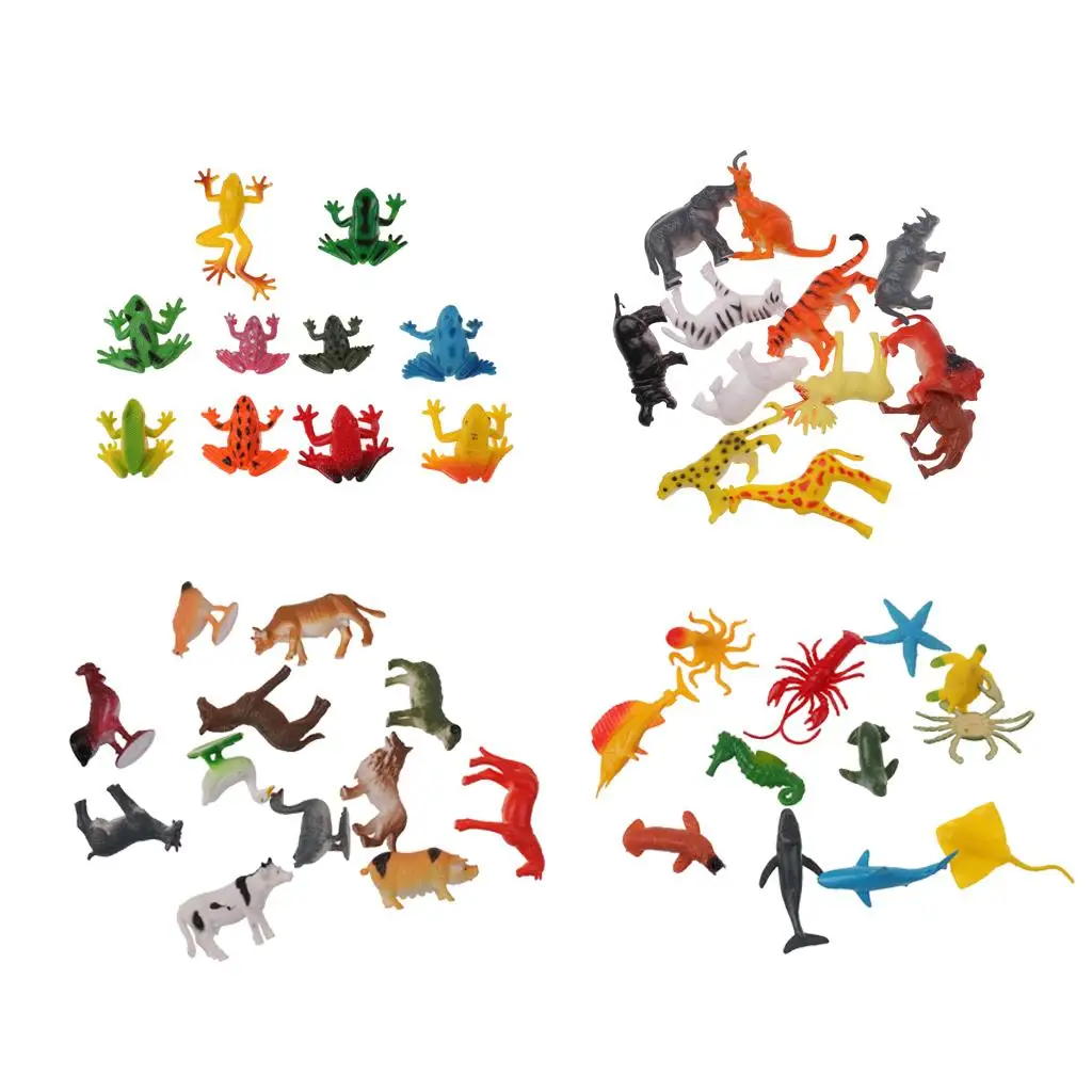 46pcs Plastic Zoo Wild Farm Animals Model Figures Kids Toys Party Favors Gifts