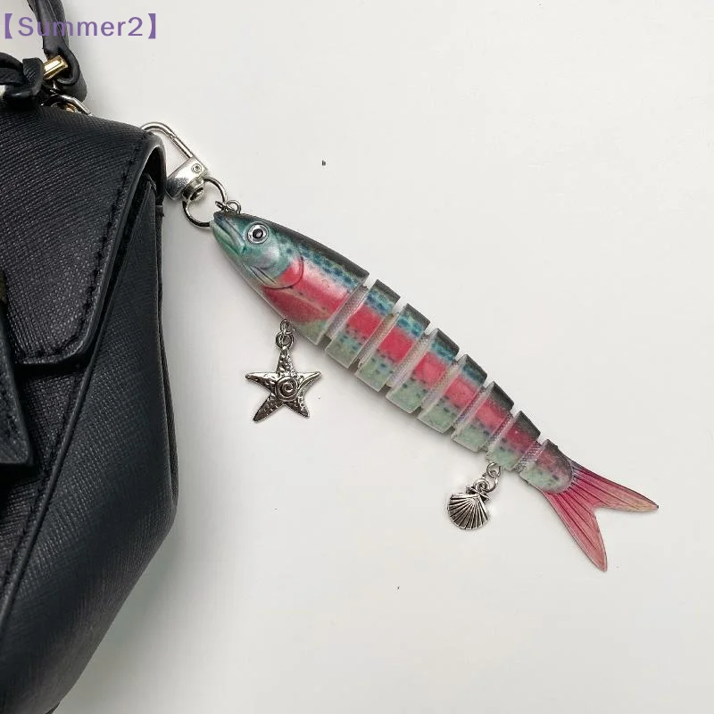 【Xia2】Creative Fish Lure Keychains Funny Fish Bait Bag Charms Mobile Phone Lanyard Bag Pendant Men Women Jewelry Accessories{S}