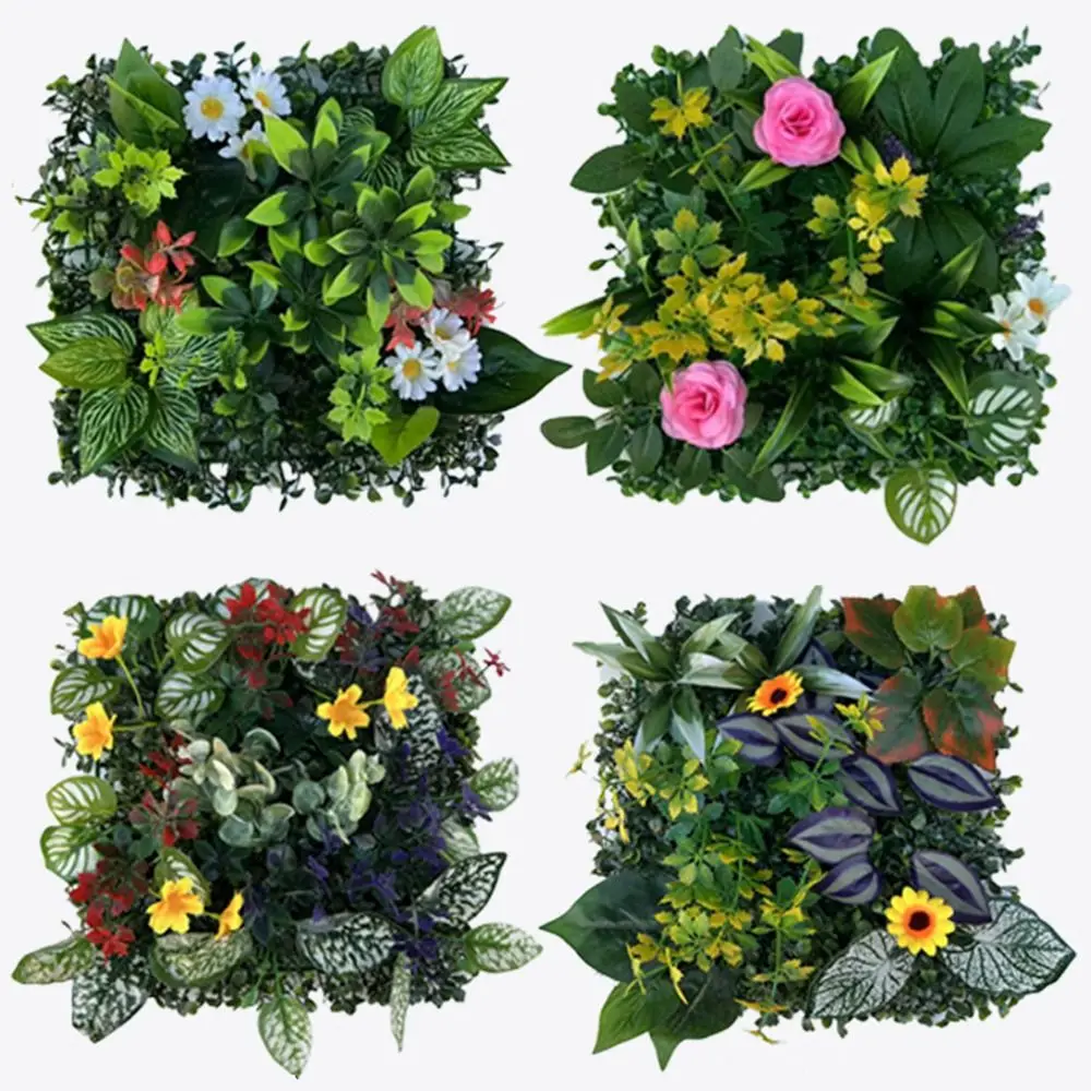 

DIY Artificial Plant Wall Panel Sunflower Eternal Life Simulation Maple Plant Sheet No Watering Durable Fake Green Grass Mat